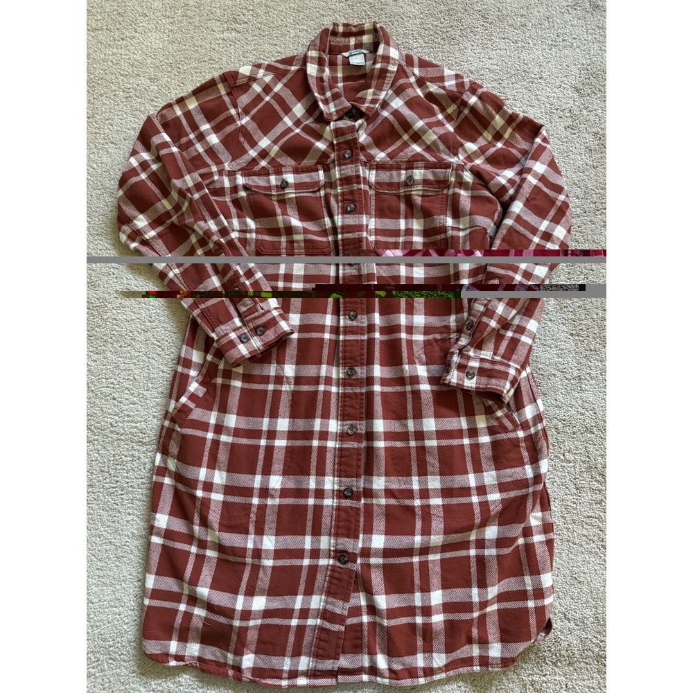 Duluth Trading Co. Folklore Flannel Shirt Duster Size Large Rust Colored